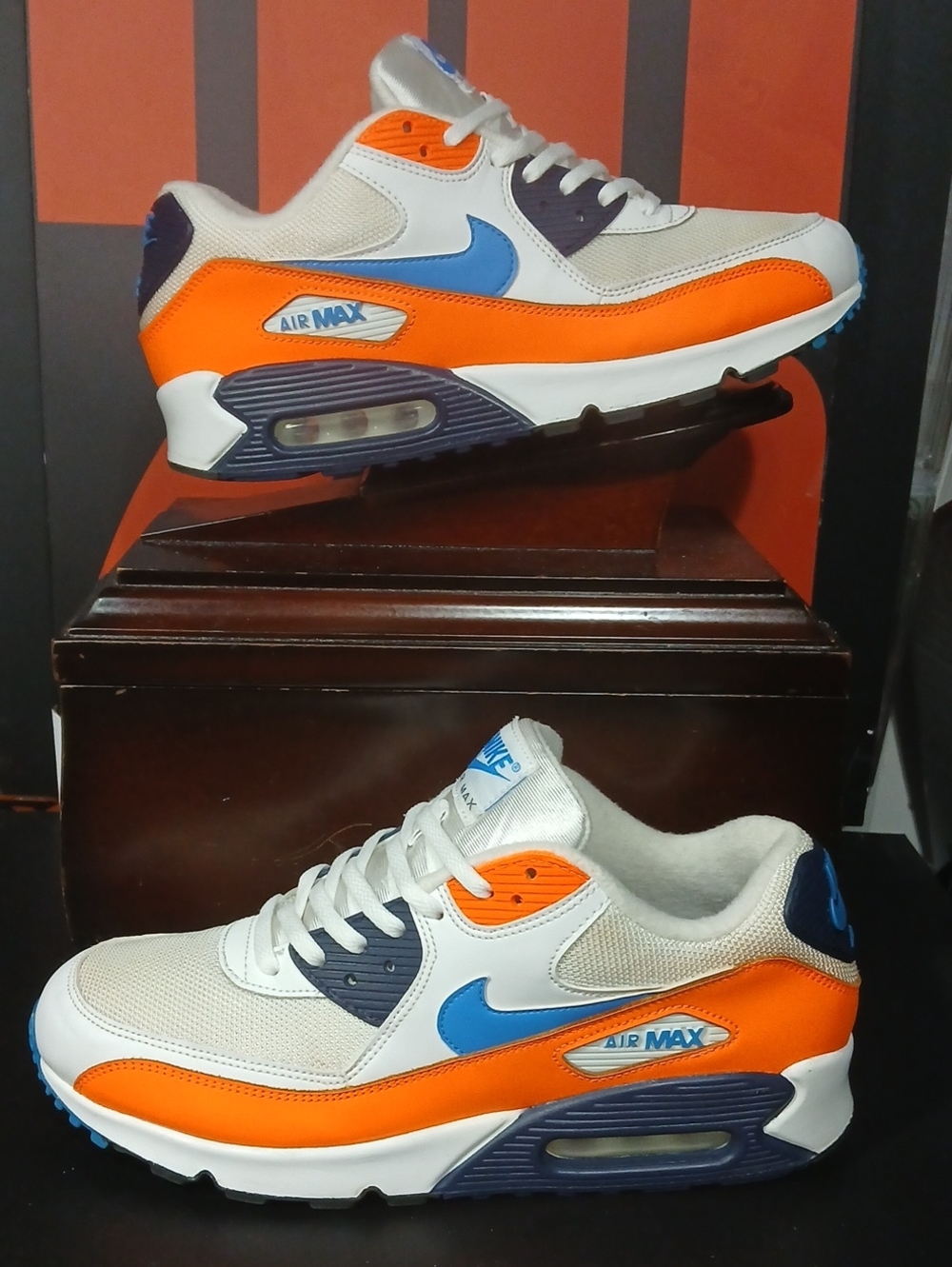 Nike Air Max 90 "ORANGE BLUE" 2019 , Mens Size-10.5